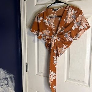 Cute cropped tie up shirt
